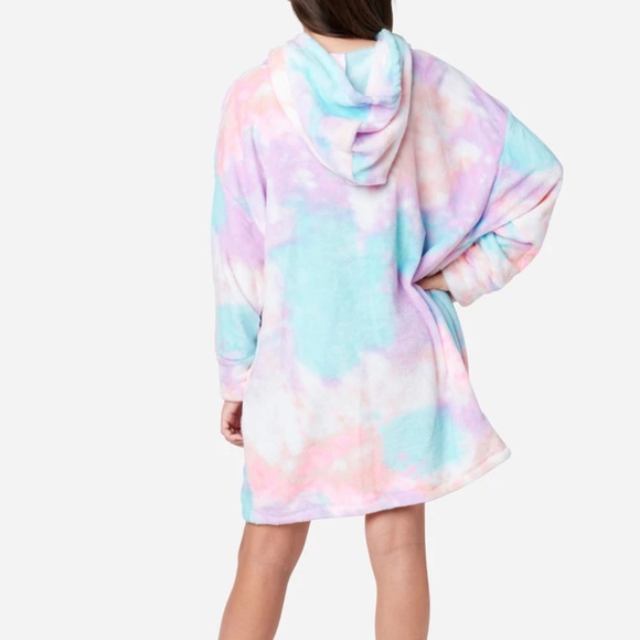 NWT 12 14 16 18 JUSTICE tie dye rainbow ombre hoodie pajamas nightgown loungewea - Picture 3 of 5